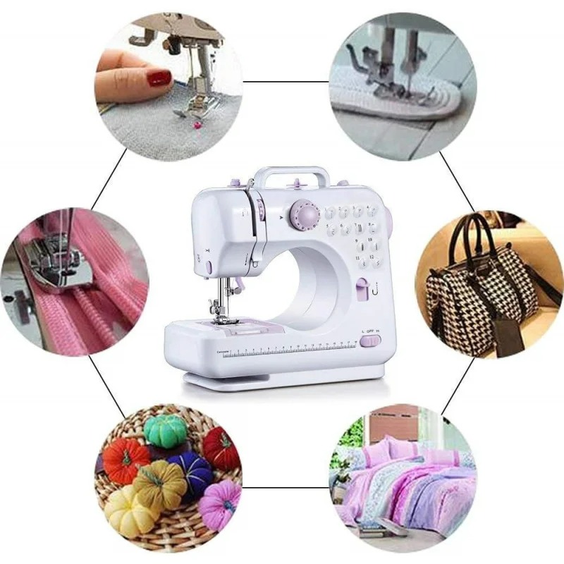 Portable Sewing Machine for Beginners Kids Mini Electric Household Crafting Mending Sewing and 12 Built-In Stitches