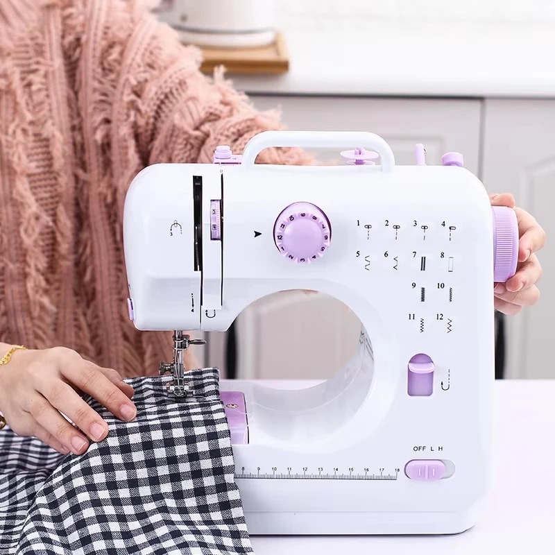 Portable Sewing Machine for Beginners Kids Mini Electric Household Crafting Mending Sewing and 12 Built-In Stitches