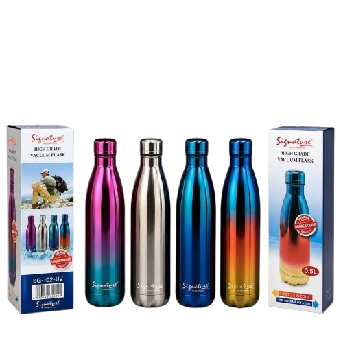 Signature 500ML Unbreakable Vacuum Flask – Stainless Steel Thermal Water Bottle | Leak-Proof | Hot & Cold Insulated Flask