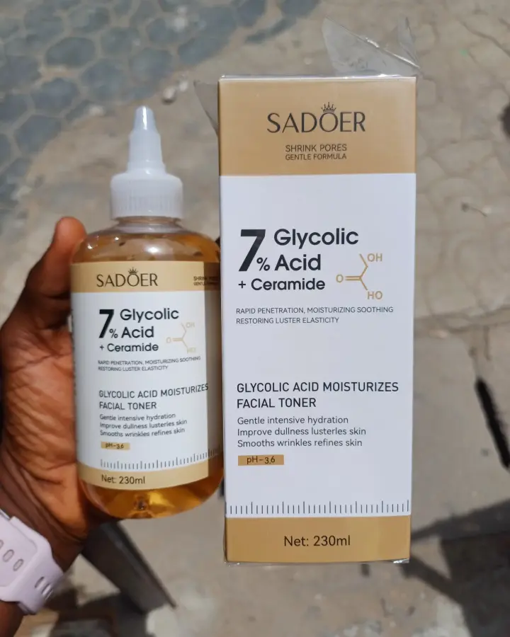 SADOER 7% Glycolic Acid + Ceramide Toner 230ml For Skin Renewal, Exfoliation, Anti-Dark Spots, Smooth Texture & Radiant Youthful Glow Brightens, And Restores Skin For A Clear, Smooth And Radiant Glow