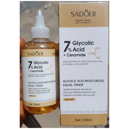 SADOER 7% Glycolic Acid + Ceramide Toner 230ml For Skin Renewal, Exfoliation, Anti-Dark Spots, Smooth Texture & Radiant Youthful Glow Brightens, And Restores Skin For A Clear, Smooth And Radiant Glow