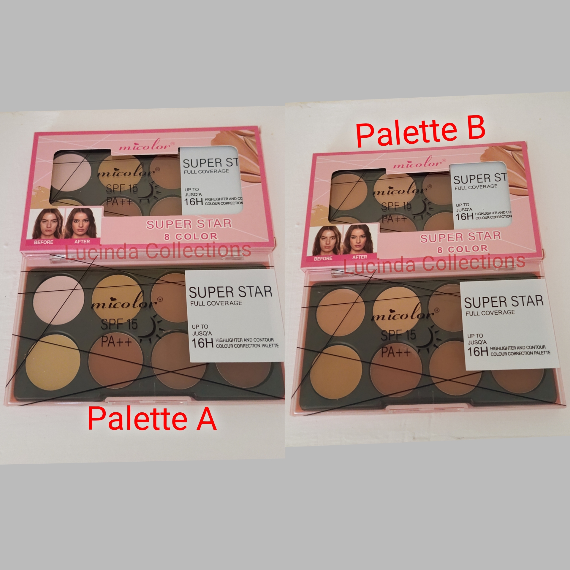 8 Color Highlighter Contour Color Correction Palette Super Star Full Coverage up to 16 hours with sunscreen spf 15 Pa++ Contour Makeup Care - Micolor