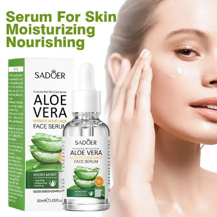 SADOER Vitamin C Serum Whitening Essence Turmeric Antioxidant Serum Aloe Vera Moisturizing Face Serum Anti Wrinkle Anti Aging Skin Care Brightening Pomegranate Essence Deep Hydration Fade Acne Mark