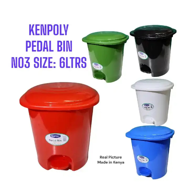 Small Kenpoly Pedal Bin No3 – 6 Litres Compact Hands-Free Dustbin with Foot Pedal, Durable Plastic Waste Bin for Home, Office, Kitchen & Bathroom Use