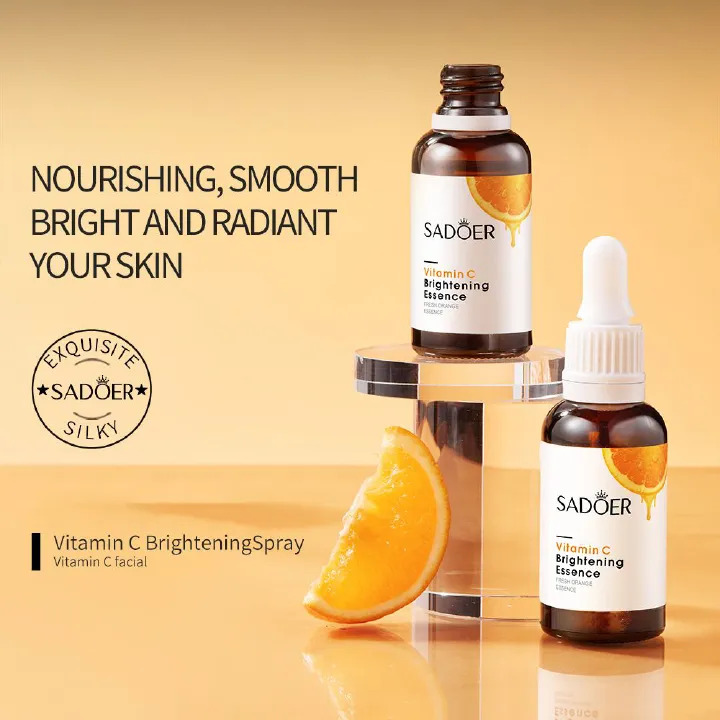 SADOER 5PCS Skin Care Set Vitamin C Sunscreen Brightening Moisturizing Set Vitamin C Face Cream + Face Cleanser + Vitamin C Face Serum + SPF50+ Sunscreen + Moisturizing Lip Balm