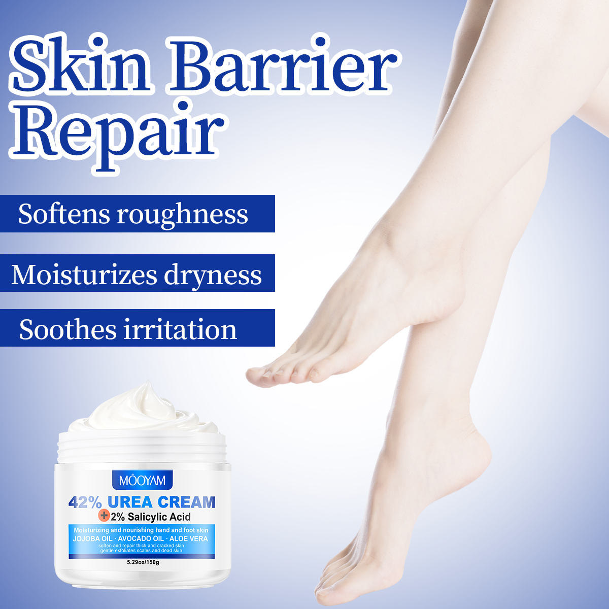 Mooyam 42% Urea Cream 2% Salicylic Acid Foot Cream Hand Lotion for Rough Dry Cracked Skin - Callus Dead Skin Remover and Moisturizer with Jojoba Oil, Avocado Oil, Aloe Vera
