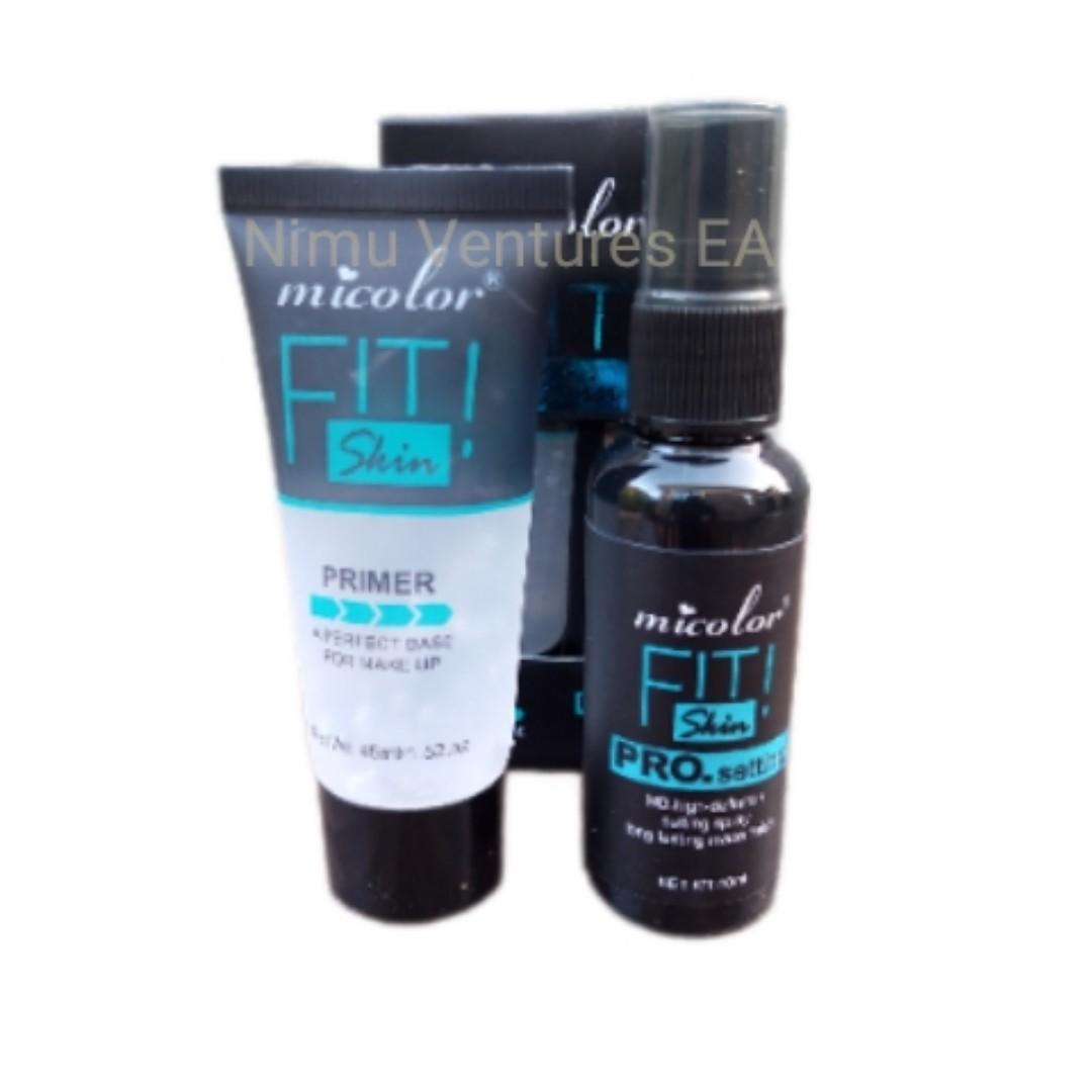 2 In 1 Micolor Fit Skin Primer + Pro. Setting Spray Fixer HD High Definition long lasting Matte finish base Fit for Makeup