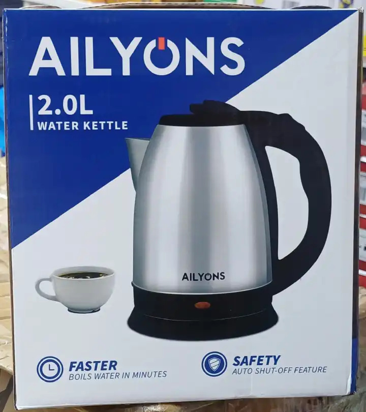 AILYONS 2L Rapid-Boil Electric Kettle – Cordless Stainless Steel Water Heater with Auto Shut-Off & Boil-Dry Protection