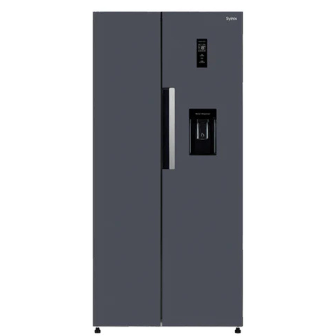 Syinix Side by Side Fridge WITH Water Dispenser No Frost Grey 460L FD460SBWS