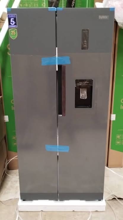 Syinix Side by Side Fridge WITH Water Dispenser No Frost Grey 460L FD460SBWS