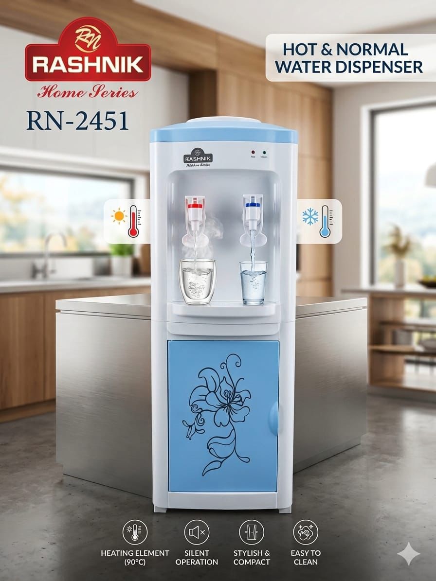 ✨Special Offer✨High Quality💧✨ RASHNIK Hot & Normal Water Dispenser – Convenience Meets Comfort! ✨💧. Hot & normal water dispenser. Fast heating system up to 90°C. Silent operation. Compact & stylish