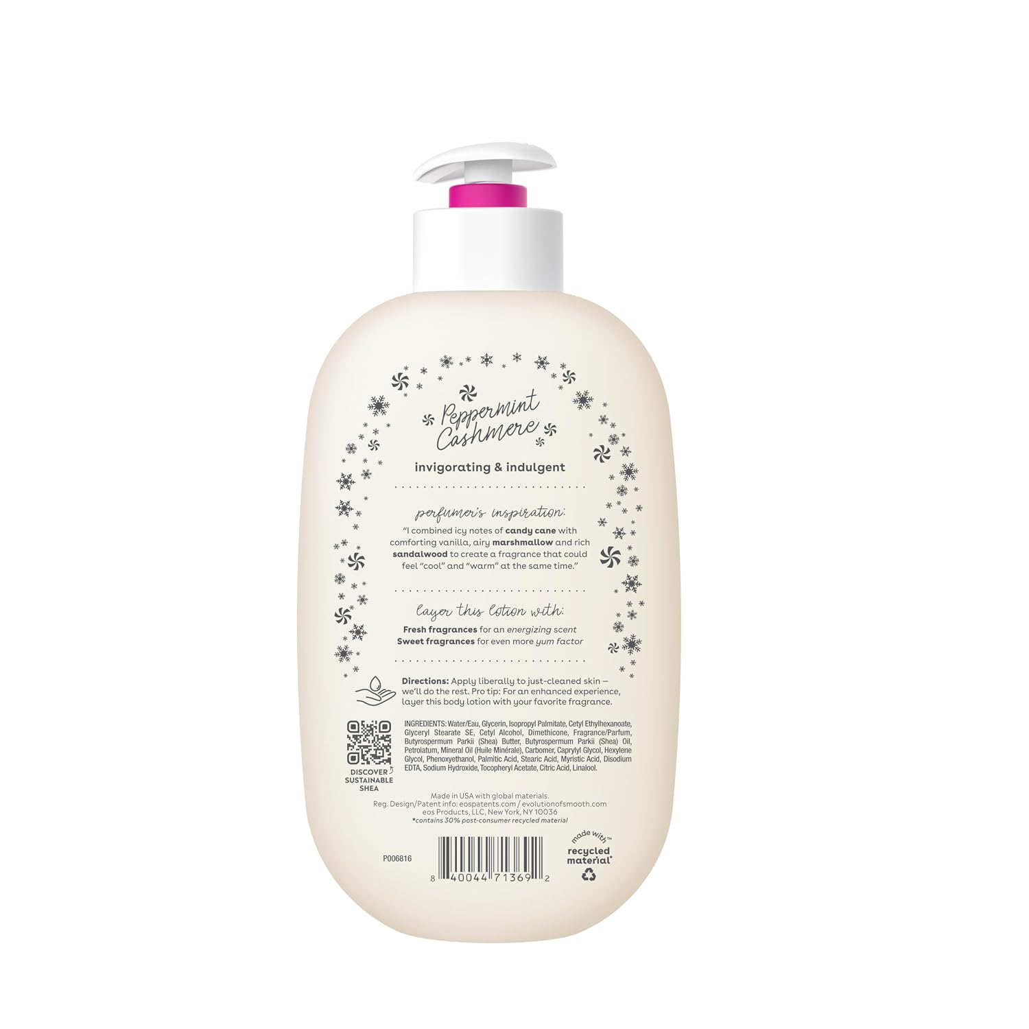 EOS Peppermint Cashmere Extreme Glowing Body Lotion 473ml – Moisturizing Body Cream with Peppermint Scent, Hydrating Lotion for Soft Smooth Glowing-Looking Skin, Daily Body Care