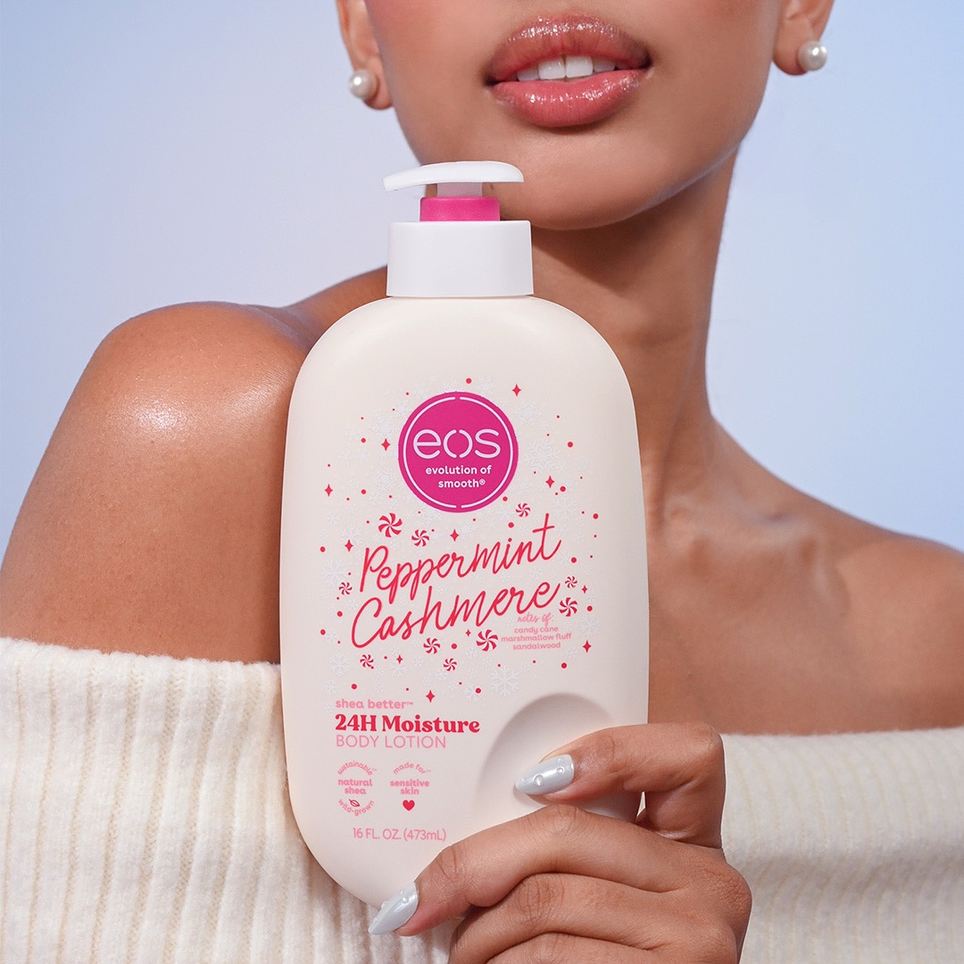 EOS Peppermint Cashmere Extreme Glowing Body Lotion 473ml – Moisturizing Body Cream with Peppermint Scent, Hydrating Lotion for Soft Smooth Glowing-Looking Skin, Daily Body Care