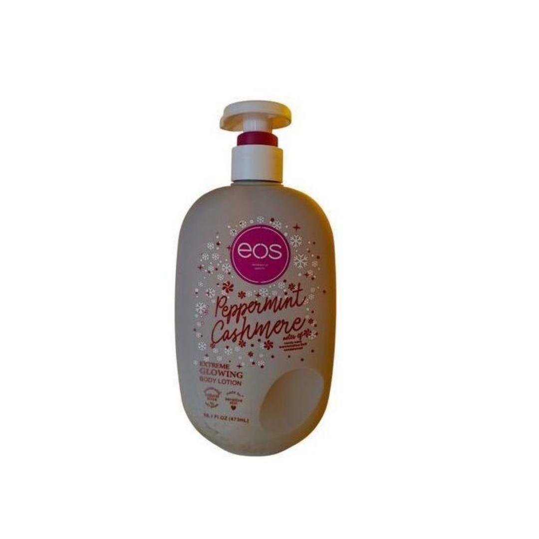 EOS Peppermint Cashmere Extreme Glowing Body Lotion 473ml – Moisturizing Body Cream with Peppermint Scent, Hydrating Lotion for Soft Smooth Glowing-Looking Skin, Daily Body Care
