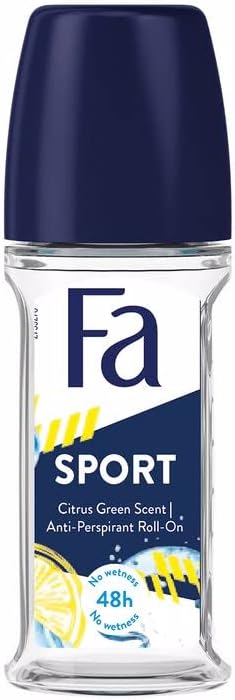 FA Sport Antiperspirant Roll-On 50ml Citrus Green Scent – Long Lasting Sweat & Odor Protection, Fresh Deodorant for Men & Women, Underarm Roll On for Sports & Daily Use