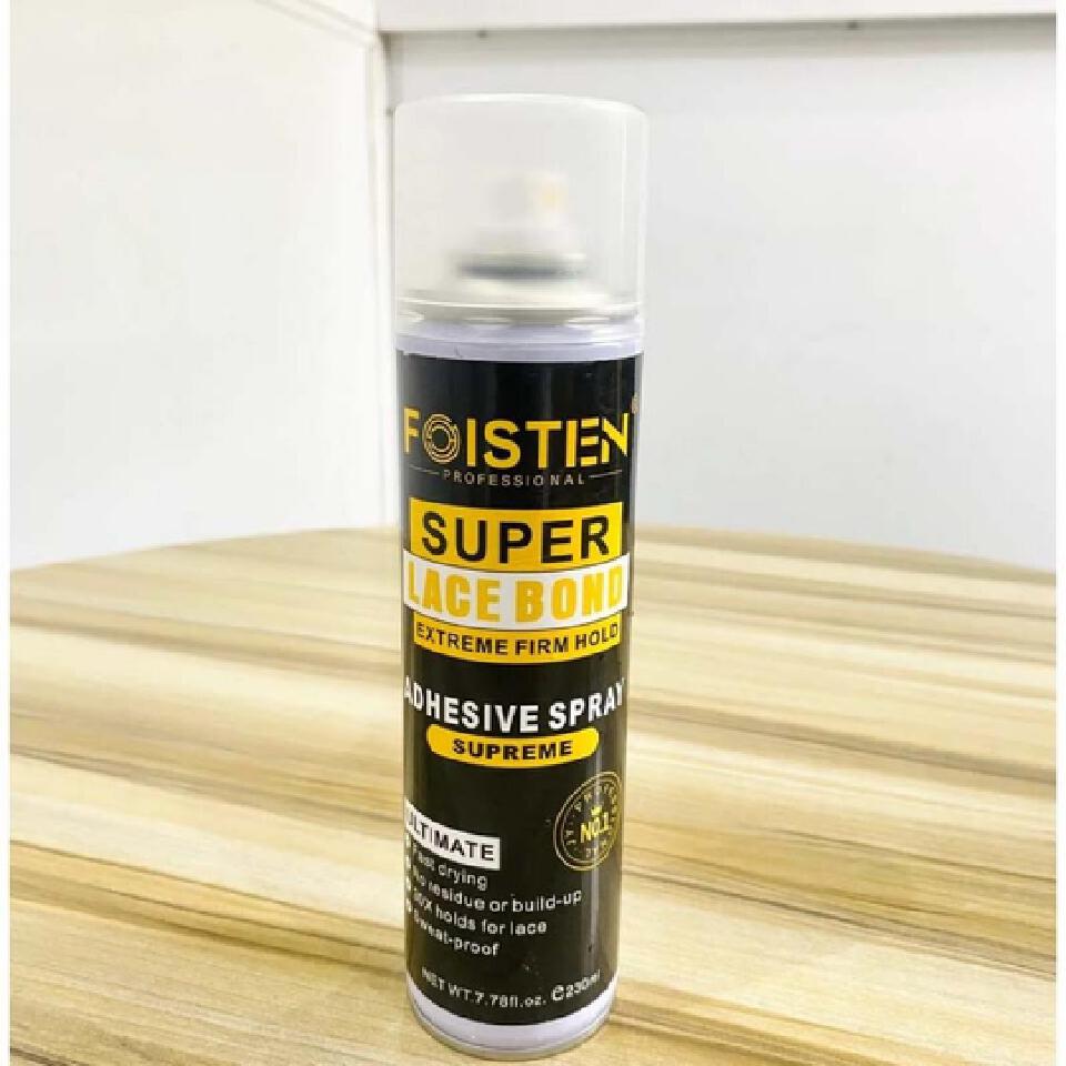 FOISTEN SUPER LACE BOND ADHESIVE SPRAY – 230ML Specially designed for lace front wigs, closures, frontals, toupees and hair systems
