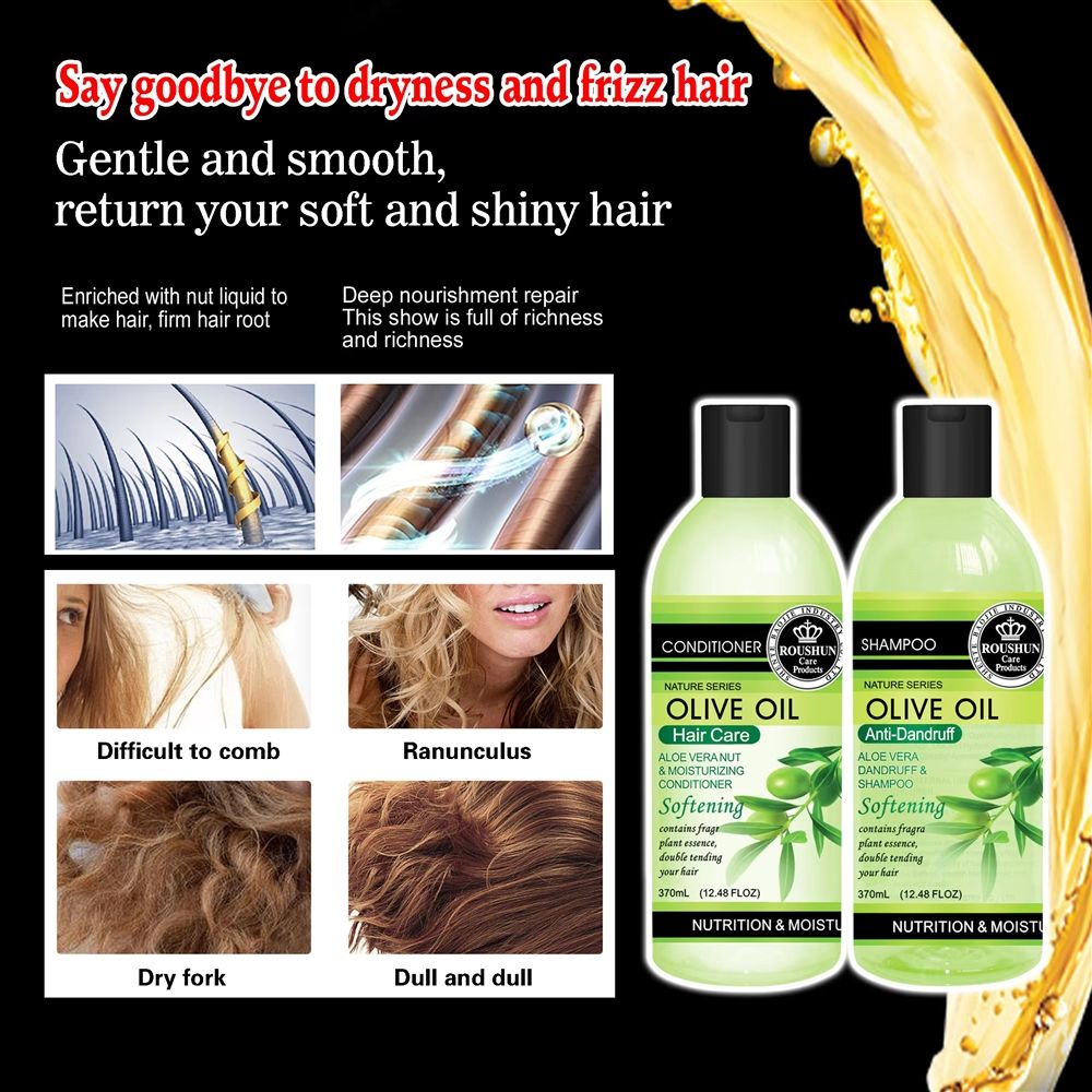 2 Packs Roushun Olive Oil Dandruff & Moisturizing Shampoo – Anti-Dandruff Hair Shampoo for Dry, Itchy Scalp, Scalp Cleansing & Hydrating Hair Care, Moisturizing Shampoo for Healthy-Looking