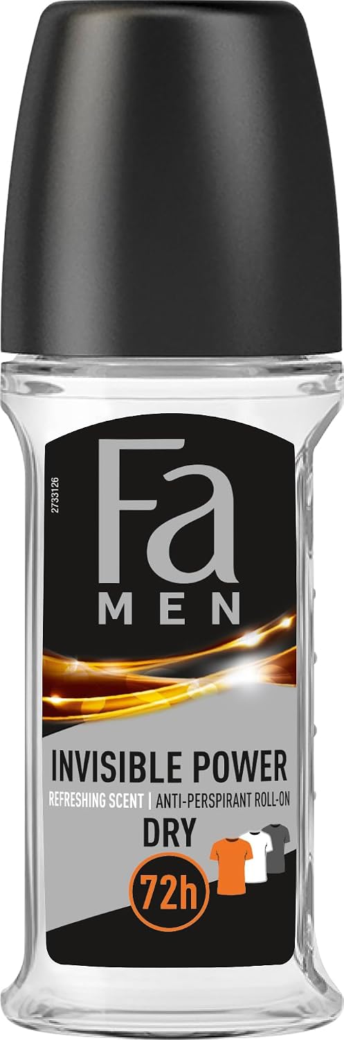 Fa Invisible Powder Antiperspirant Roll-On 50ml, 48H Sweat & Odour Protection, Powdery Cotton Fresh Scent, No White Residue, Long-Lasting Freshness, Skin-Friendly Deodorant for Women & Men
