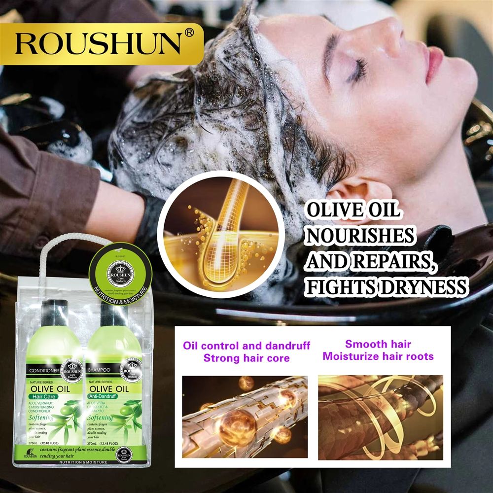 2 Packs Roushun Olive Oil Dandruff & Moisturizing Shampoo – Anti-Dandruff Hair Shampoo for Dry, Itchy Scalp, Scalp Cleansing & Hydrating Hair Care, Moisturizing Shampoo for Healthy-Looking