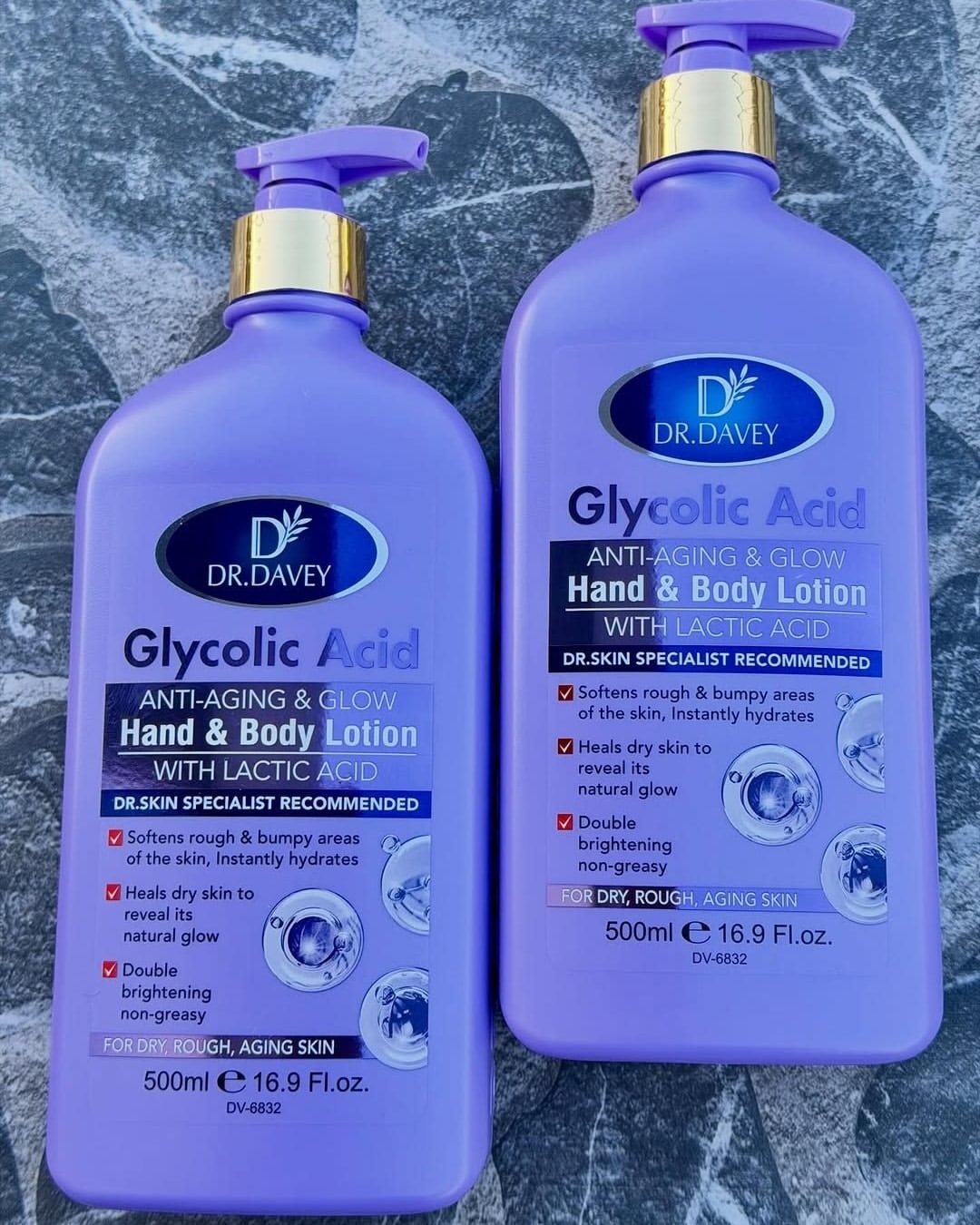 Dr. Davey Glycolic Acid Anti-Aging & Glow Hand and Body Lotion 500ml Lactic Acid Moisturizing Nourish Deep Hydration Skin Repair Smooth Soft Radiance For Dry Rough Aging Skin