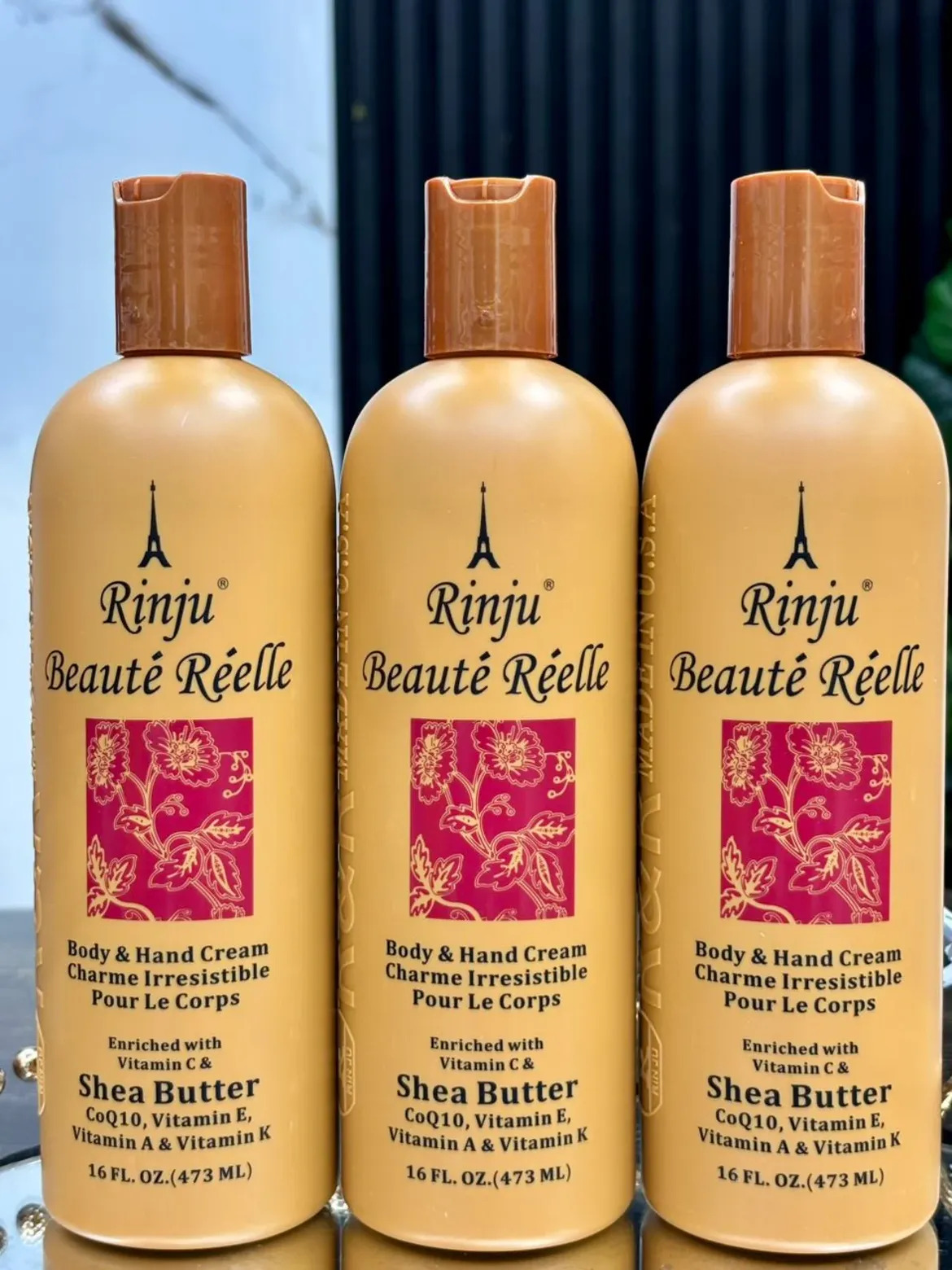 Rinju Beauté Réelle Body & Hand Cream 473ml – Moisturizing Body Lotion for Hands & Skin, Hydrating Nourishing Cream for Soft Smooth Skin, Daily Body Care Lotion