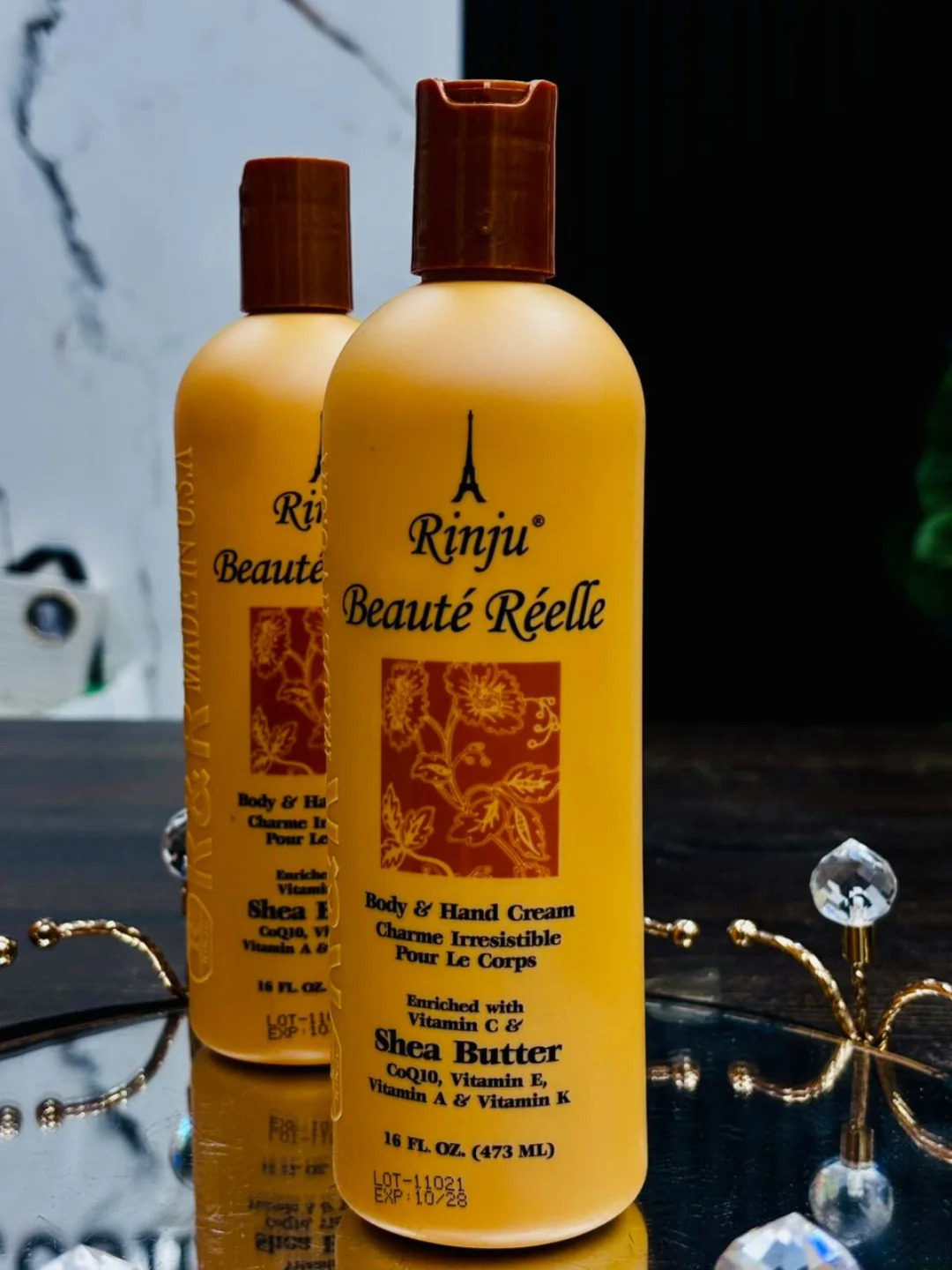 Rinju Beauté Réelle Body & Hand Cream 473ml – Moisturizing Body Lotion for Hands & Skin, Hydrating Nourishing Cream for Soft Smooth Skin, Daily Body Care Lotion