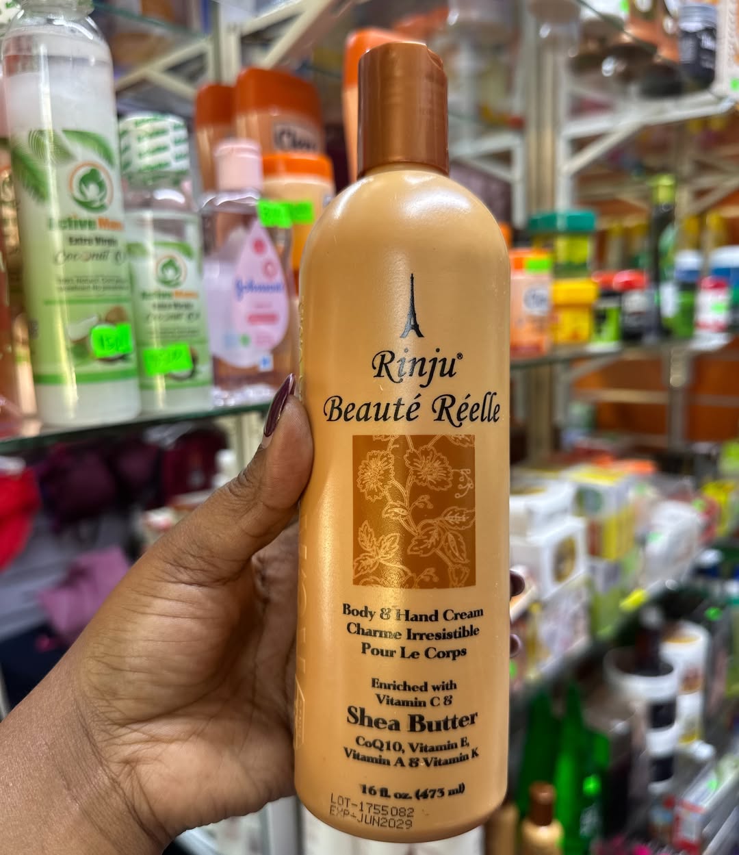 Rinju Beauté Réelle Body & Hand Cream 473ml – Moisturizing Body Lotion for Hands & Skin, Hydrating Nourishing Cream for Soft Smooth Skin, Daily Body Care Lotion