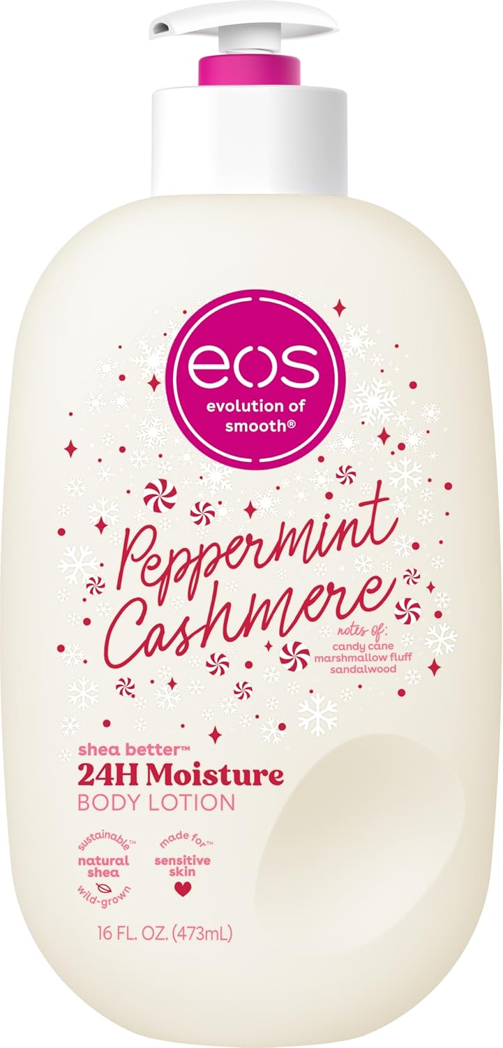 EOS Peppermint Cashmere Extreme Glowing Body Lotion 473ml – Moisturizing Body Cream with Peppermint Scent, Hydrating Lotion for Soft Smooth Glowing-Looking Skin, Daily Body Care