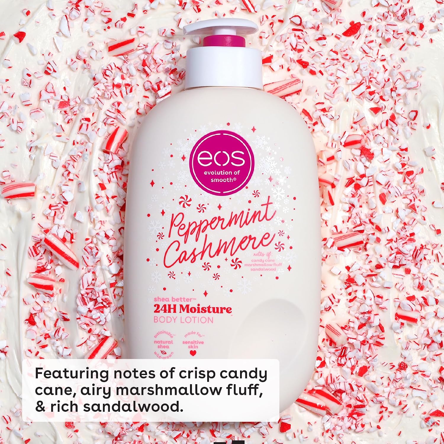 EOS Peppermint Cashmere Extreme Glowing Body Lotion 473ml – Moisturizing Body Cream with Peppermint Scent, Hydrating Lotion for Soft Smooth Glowing-Looking Skin, Daily Body Care