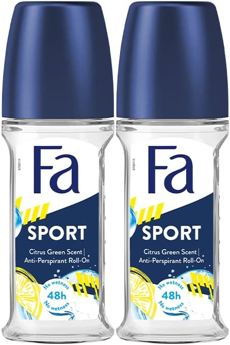 FA Sport Antiperspirant Roll-On 50ml Citrus Green Scent – Long Lasting Sweat & Odor Protection, Fresh Deodorant for Men & Women, Underarm Roll On for Sports & Daily Use