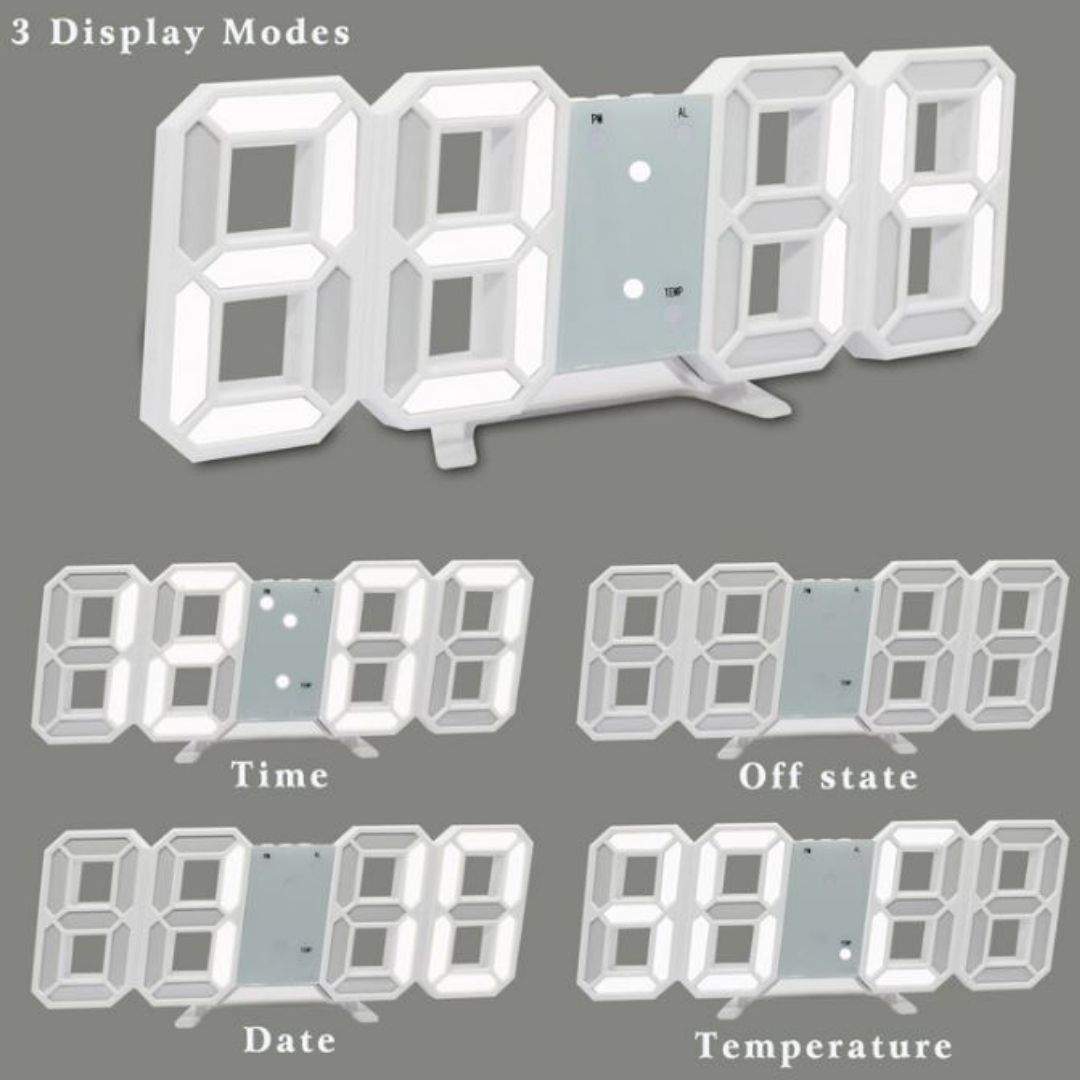 3D LED Digital Alarm Clock – Smart USB Desk & Wall Clock with Temperature Date 3 Alarm Auto Dimming & Snooze Modern Home Office Decor Living Room Cyberpunk Time Luminous Multifunctional Gift Idea Men