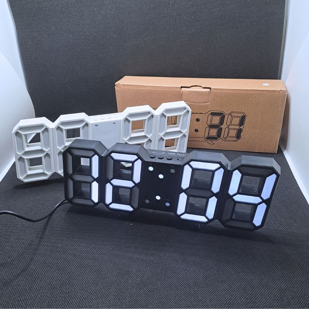3D LED Smart Digital Clock - Multifunctional Desk & Wall Clock with Alarm Thermometer Calendar & Auto-Dimming Display USB Powered Creative Decor for Home Office Bedroom Time Date Temperature Unique