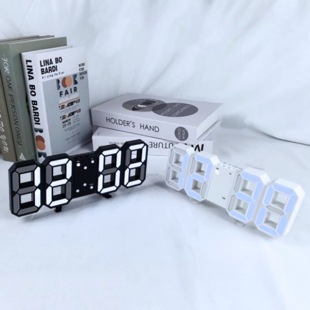 3D LED Smart Digital Clock - Multifunctional Desk & Wall Clock with Alarm Thermometer Calendar & Auto-Dimming Display USB Powered Creative Decor for Home Office Bedroom Time Date Temperature Unique