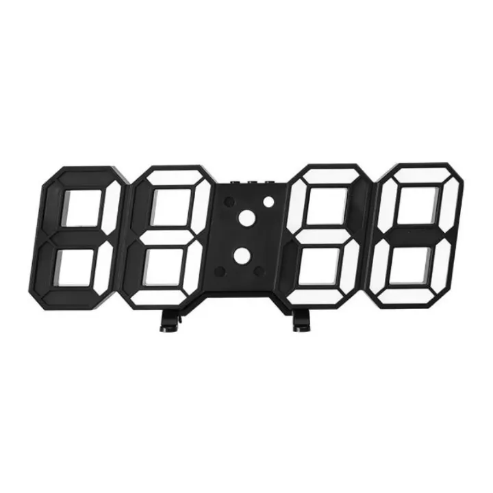 BLACK 3D LED Digital Alarm Clock – Smart USB Desk & Wall with Temperature Date 3 Alarm Auto Dimming & Snooze Modern Home Office Decor Living Room Cyberpunk Time Luminous Multifunctional Gift Idea Men