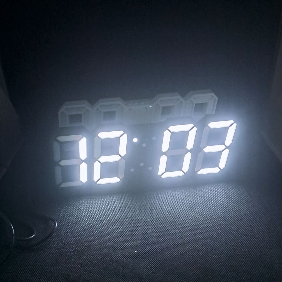 Smart 3D LED Digital Clock Alarm Thermometer Calendar - USB Desk Wall White with Auto Dimming Night Mode Gift Gaming Setup Office Home Living Bed Study Room AI Time Date Temperature Birthday Black