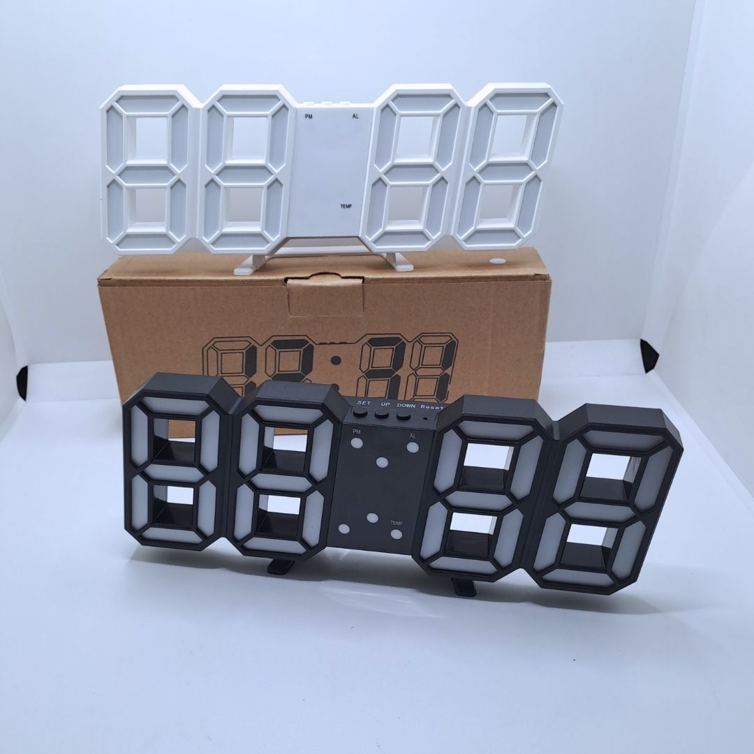 3D LED Digital Alarm Clock – Smart USB Desk & Wall Clock with Temperature Date 3 Alarm Auto Dimming & Snooze Modern Home Office Decor Living Room Cyberpunk Time Luminous Multifunctional Gift Idea Men