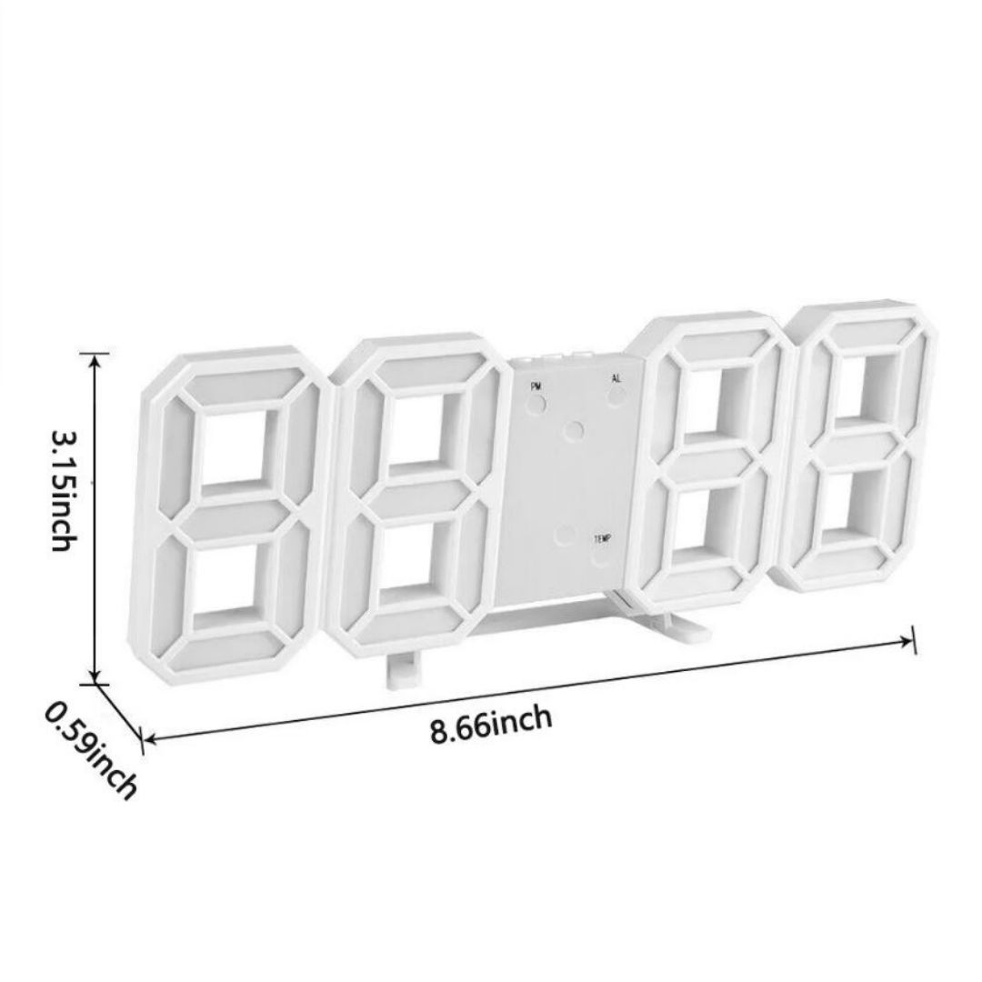 WHITE 3D LED Smart Digital Clock - Multifunctional Desk & Wall with Alarm Thermometer Calendar & Auto-Dimming Display USB Powered Creative Decor for Home Office Bedroom Time Date Temperature Unique