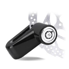 Anti-theft Bicycle Motorcycle Disc Brake Lock Bike Motorbike Safety Waterproof Wheel Lock Padlock Rotor System Riding E Bike MTB Mountain with Key Button Press Parking BLACK