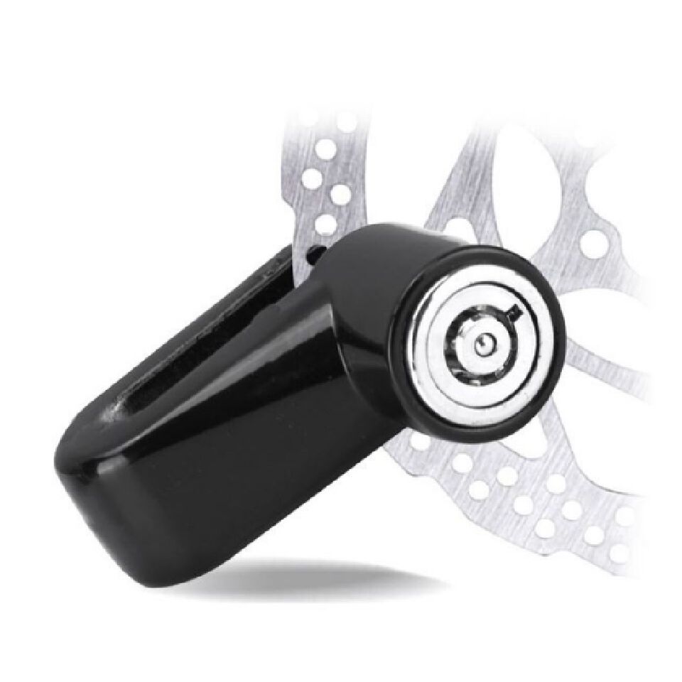 Anti-theft Bicycle Motorcycle Disc Brake Lock Bike Motorbike Safety Waterproof Wheel Lock Padlock Rotor System Riding E Bike MTB Mountain with Key Button Press Parking BLACK