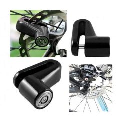 Anti-theft Bicycle Motorcycle Disc Brake Lock Bike Motorbike Safety Waterproof Wheel Lock Padlock Rotor System Riding E Bike MTB Mountain with Key Button Press Parking BLACK