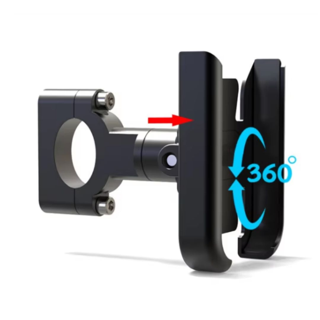 Rotating Metallic Smart Phone Holder Mount Motorbike Bike Aluminum Motorcycle EBike Scooter Smartphones 4–7 Inch Cycling Accessories Bicycle BLACK Trolley Baby Stroller MTB GPS Speedometer Tracker