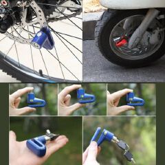 Anti-theft Bicycle Motorcycle Disc Brake Lock Bike Motorbike Safety Waterproof Wheel Lock Padlock Rotor System Riding E Bike MTB Mountain with Key Button Press Parking BLACK