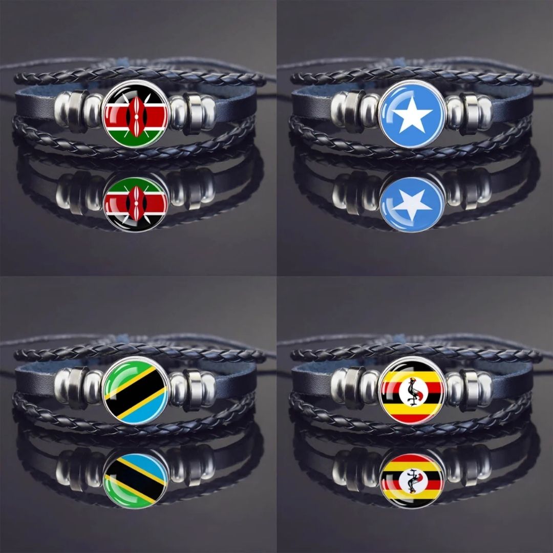 Patriotic Woven Leather National Flag Bracelet Adjustable Unisex Pride Bangle Kenya Somalia Uganda & Tanzania Kenyan Somali Ugandan Tanzanian Tourist Jewelry Pride Wristband Men Women Tanzanian Gift