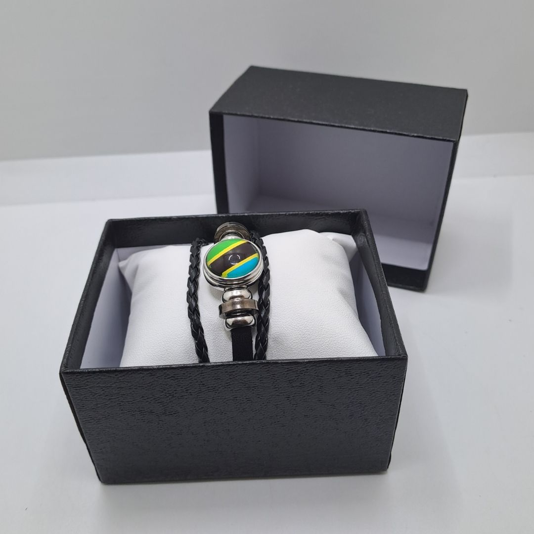 TANZANIA Adjustable National Flag Leather Bracelet Patriotic Woven Snap Button Wristband for Kenya Somalia Uganda & Tanzanian Unisex Pride Bracelet Independence Tourist Jewelry Band Diaspora Gift