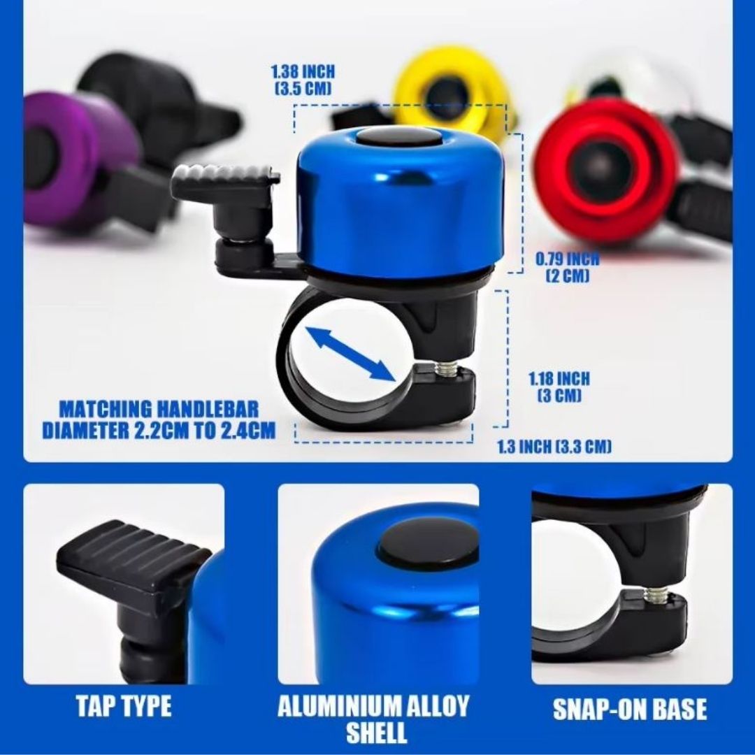 PURPLE Aluminum Alloy Bicycle Bell Loud Handlebar Horn Waterproof Mini Bike Safety Ring for MTB Road Bike E-Bike Scooter & Wheelchair Metal Cycling Accessory Warning Ring Durable Thumb Press