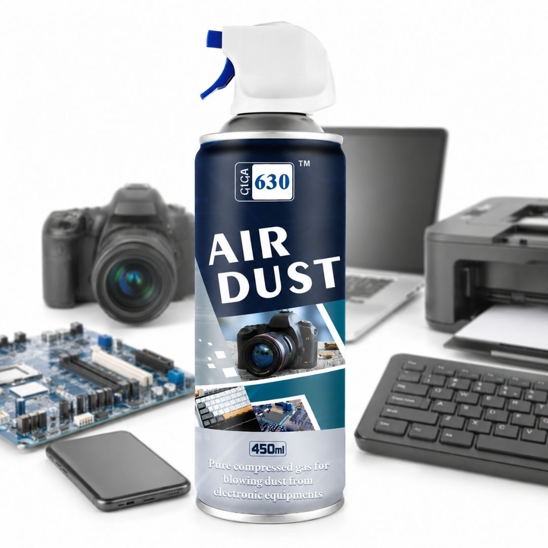 GIGA 630 Precision Electronic Cleaning Air Duster 450ml Compressed Gas Spray for Computers Cameras Keyboards & Motherboards Eco-Friendly Anti-Dust Blower with Extension Nozzle Agent CPU