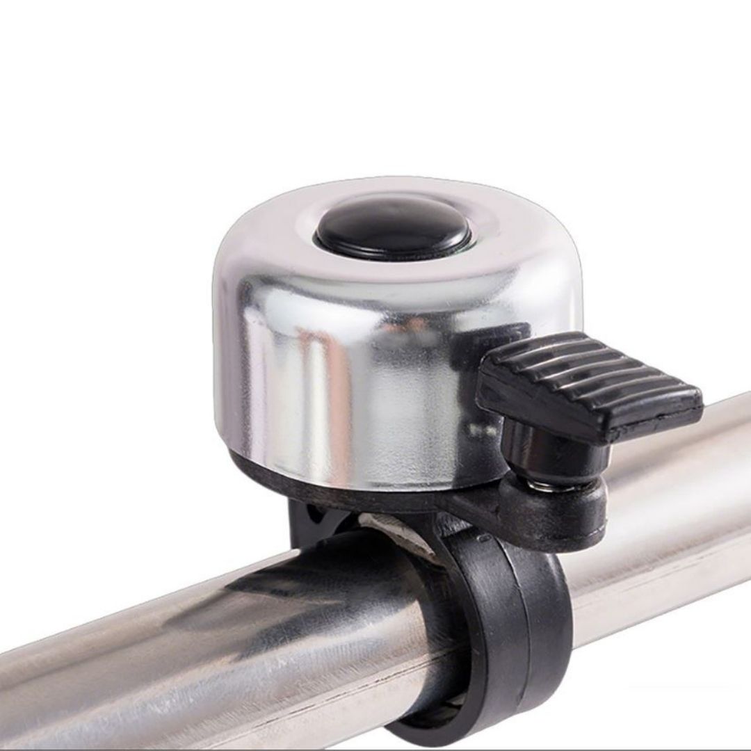 SILVER Aluminum Alloy Bicycle Bell Loud Handlebar Horn Waterproof Mini Bike Safety Ring for MTB Road Bike E-Bike Scooter & Wheelchair Metal Cycling Accessory Warning Ring Durable Thumb Press