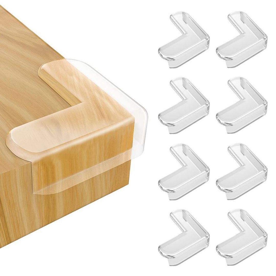 L-Shaped Transparent Baby Safety Corner Guards Soft Silicone Edge Protectors for Furniture (4/8/12/16 Pieces) 2 Two Sided Anti-collision Kids Child Children Clear Sharp Cushion Accessories Gift