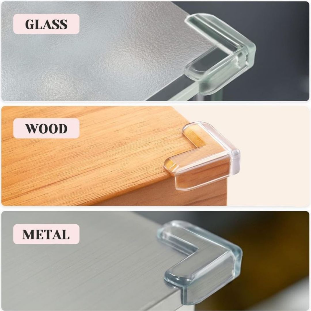 L-Shaped Silicone Corner Guards (4/8/12/16 Pack) 2-Sided Anti-Collision Edge Protectors for Baby Proofing Transparent Furniture Corner Cushions for Tables Cabinets & Desks Self-Adhesive Safety Bumpers