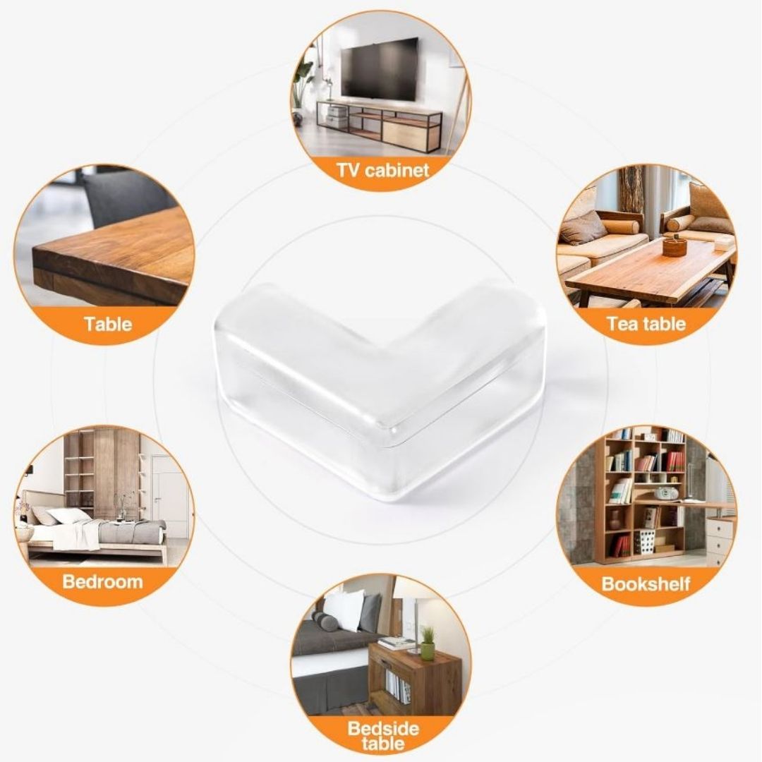 L-Shaped Silicone Corner Guards (4/8/12/16 Pack) 2-Sided Anti-Collision Edge Protectors for Baby Proofing Transparent Furniture Corner Cushions for Tables Cabinets & Desks Self-Adhesive Safety Bumpers